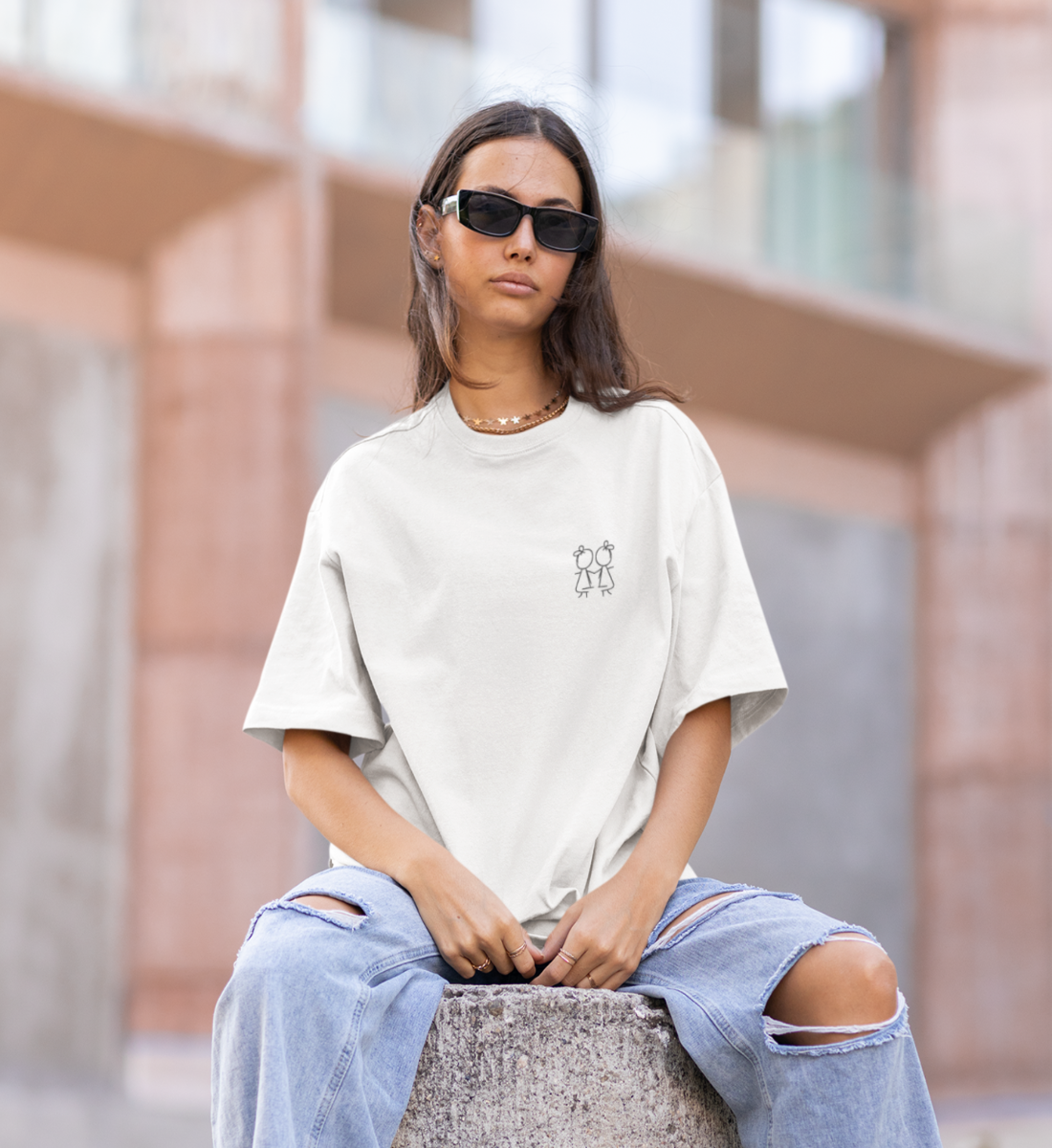 Mädchen - Oversized - Organic - white - klein