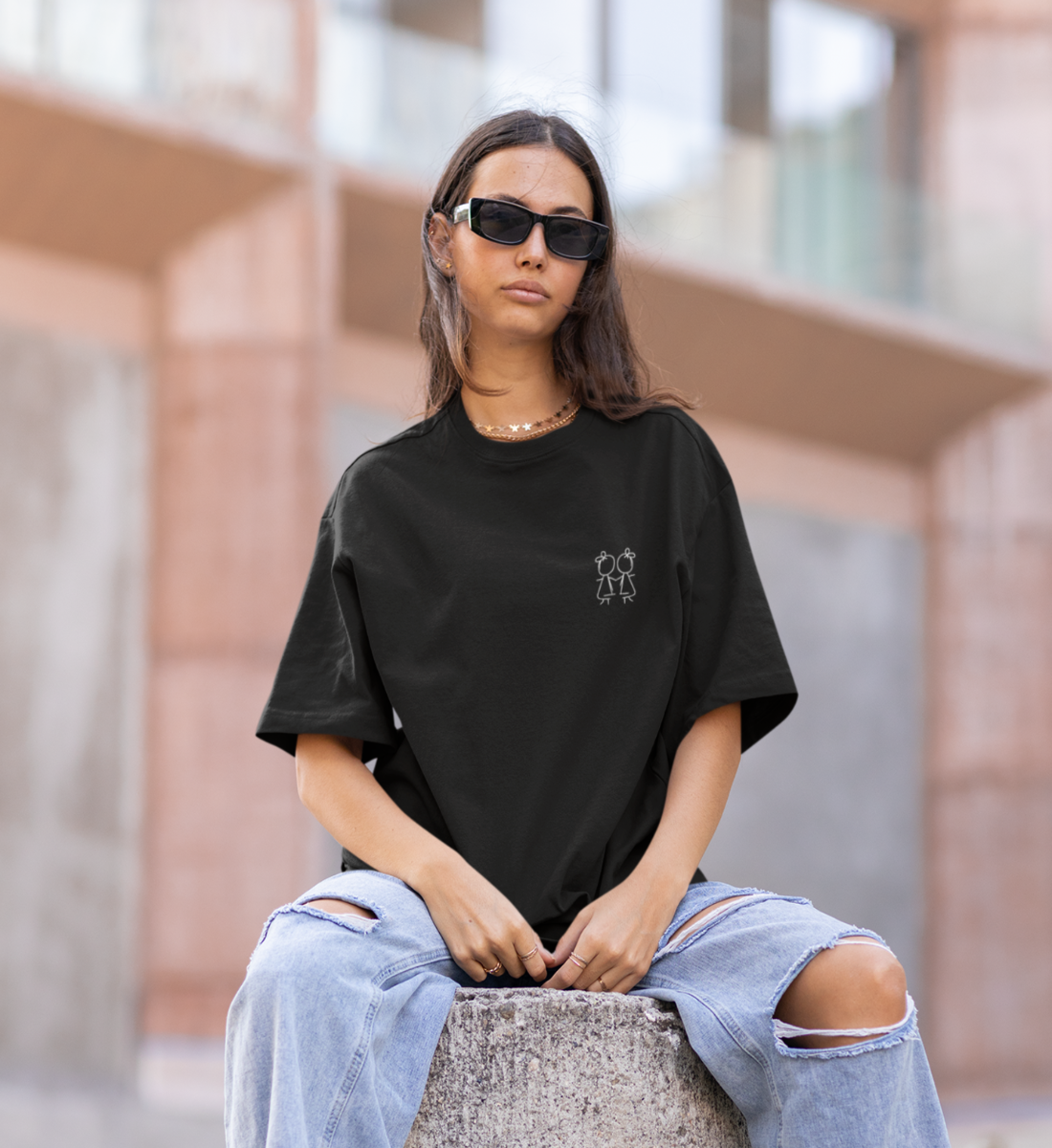 Mädchen - Oversized - Organic - black - klein